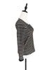 Surprise Sale! Black Scalloped Stripe Tonal Ruffle Cuff Knit Top