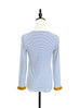 Surprise Sale! Classic White/ Blue Stripe Contrast Ruffle Cuff Knit Top