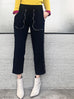 Surprise Sale! Surprise Sale! Navy Black With Printed Piping Pull-On Easy Pants
