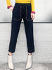 Last Chance! Surprise Sale! Navy Black With Printed Piping Pull-On Easy Pants