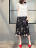 Surprise Sale! Pretty Floral Painted Overlay Pleated Silk Midi Skirt