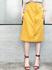 Surprise Sale! Yellow Scallop Detail Dotty Ruffle Pocket Pencil Skirt