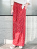Surprise Sale! Red Dotty Shimmering Silk Print Paperbag Waist Wide Leg Trousers