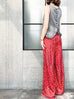 Surprise Sale! Red Dotty Shimmering Silk Print Paperbag Waist Wide Leg Trousers