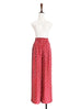 Last Chance! Red Dotty Shimmering Silk Print Paperbag Waist Wide Leg Trousers