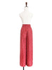 Last Chance! Red Dotty Shimmering Silk Print Paperbag Waist Wide Leg Trousers
