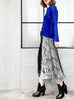 Surprise Sale! Electric Blue Tiered Ruffle Asymmetrical Sleeves Chiffon Silk Blouse