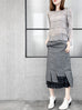 Last Chance! Black Denim Swirl Seam Layered Ruffle Hem Fitted Skirt