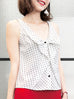 Surprise Sale! Tiny Dots Ruffled Ribbon Bow Front Button Swing Tank
