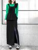 Surprise Sale! Black Asymmetrical Ruffle Strap Maxi Pinafore Dress
