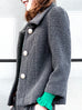 Last Chance! Iron Grey Puff Sleeves Boxy Textured Woollen Jacket
