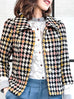 Surprise Sale! Colourful Houndstooth Puff Sleeves Boxy Tweed Jacket