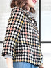 Surprise Sale! Colourful Houndstooth Puff Sleeves Boxy Tweed Jacket
