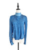 Surprise Sale! Dark Denim Pleat Front Puff Sleeve Button-Up Tencel Blend Shirt