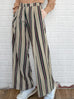 Striped Corduroy Pleated Front Wide Leg Trousers