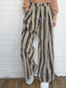 Striped Corduroy Pleated Front Wide Leg Trousers