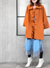 Surprise Sale! Fresh Tangerine Dolman Sleeve Cashmere Wool Blend Ruffle Coat