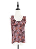 Surprise Sale! Pinky-Orange Floral Lace Ruffle Neck Lined Tank