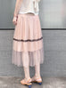 Surprise Sale! Blush Pink Lace Trim Tulle Layer Pleated Wrap Skirt