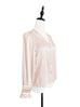 Surprise Sale! Nude Pink Crochet Ruffle Cuff Long Sleeve Silk Blouse