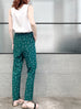 Last Chance! Green Floral Print Contrast Twist Waist Taper Trousers