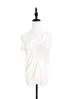 Surprise Sale! Creamy White Asymmetrical Drawstring Silky Top