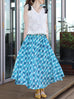 Blue Check Print Embossed Dotty Breezy Circle Skirt