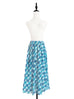 Surprise Sale! Blue Check Print Embossed Dotty Breezy Circle Skirt