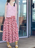 Surprise Sale! Red Check Print Embossed Dotty Breezy Circle Skirt