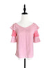 Surprise Sale! Pink & Punch Tiered Sleeve Double V-neck Blouse