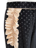 Surprise Sale! Black Dots Ruffle Trimmed Pocket Wide Leg Velvet Trousers