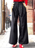 Surprise Sale! Black Dots Ruffle Trimmed Pocket Wide Leg Velvet Trousers