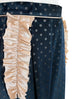 Surprise Sale! Teal Dots Ruffle Trimmed Pocket Wide Leg Velvet Trousers