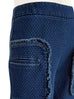 Textured Dotty Patch Pocket Raw Hem Denim Pants