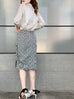 Surprise Sale! Green Jacquard Blossom Ruffle Slit Pencil Skirt
