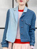 Surprise Sale! Asymmetrical Two Tone Textured Denim Jacket