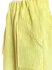 Surprise Sale! Lemon Yellow Elastic Waist Mesh Overlay Bermuda Shorts