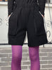 Surprise Sale! Black Elastic Waist Patch Pockets Wool Shorts