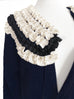 Surprise Sale! Navy Black Layered Ruffle Draped Wool Cardigan Coat