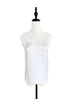 Last Chance! Pure White Embroidery Lace Back V-neck Silk Tank