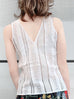 Last Chance! Pure White Embroidery Lace Back V-neck Silk Tank