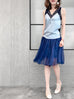 Surprise Sale! Royal Blue Knee Length A-Line Silky Ruffle Skirt