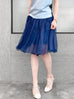 Surprise Sale! Royal Blue Knee Length A-Line Silky Ruffle Skirt