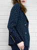 Surprise Sale! Navy Dots Asymmetrical Lace Collar Long Sleeve Airy Shirt