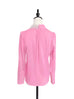 Surprise Sale! Vivid Pink Asymmetrical Lace Collar Long Sleeve Silk Shirt