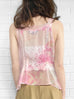Surprise Sale! Pink Pleated Front & Floral Back Silk Tank