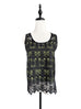 Surprise Sale! Black Crochet Lace Relax Tank With Contrasting Camisole Lining