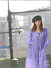Surprise Sale! Shiny Purple V-neck Button Front Midi Dress