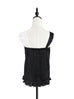 Surprise Sale! Classic Black Asymmetrical Lace Strap Ruffle Hem Silk Tank