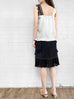 Surprise Sale! Ivory White Asymmetrical Lace Strap Ruffle Hem Silk Tank